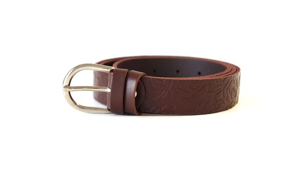 Rudas odinis moteriškas diržas 3 cm Vilnius Fashion Belts