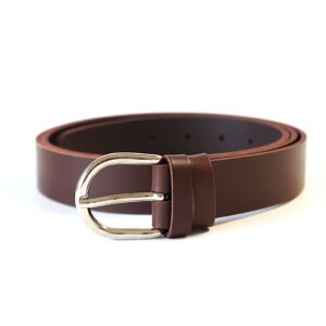 Rudas odinis moteriškas diržas 3 cm Vilnius Fashion Belts