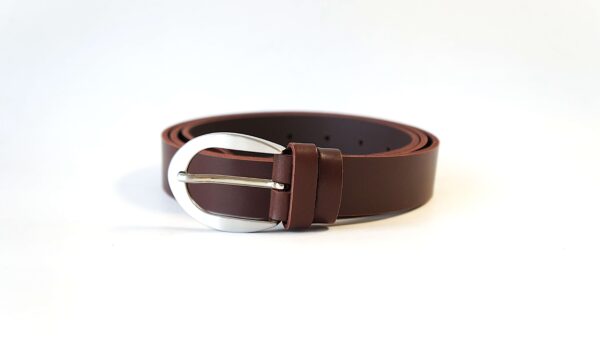 Rudas odinis moteriškas diržas 3 cm Vilnius Fashion Belts