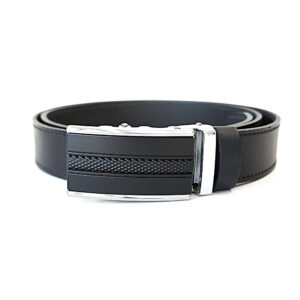 Juodas vyriškas odinis diržas 3,5 cm su automatine sagtimi Vilnius Fashion Belts