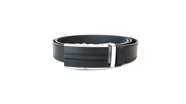 Juodas vyriškas odinis diržas 3,5 cm su automatine sagtimi Vilnius Fashion Belts