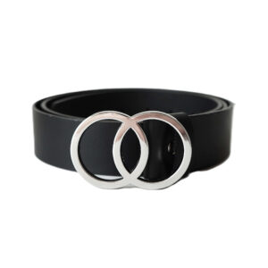 Prabangus juodas moteriškas odinis diržas 4 cm Vilnius Fashion Belts