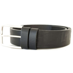 Juodas odinis vyriškas diržas prie džinsų 4 cm Vilnius Fashion Belts