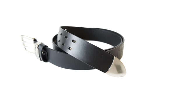 Juodas odinis vyriškas diržas prie džinsų 4 cm Vilnius Fashion Belts