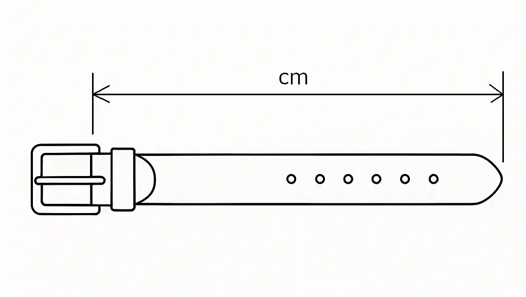 Diržų matavimo schema - visas diržo ilgis atmetus sagtį, cm