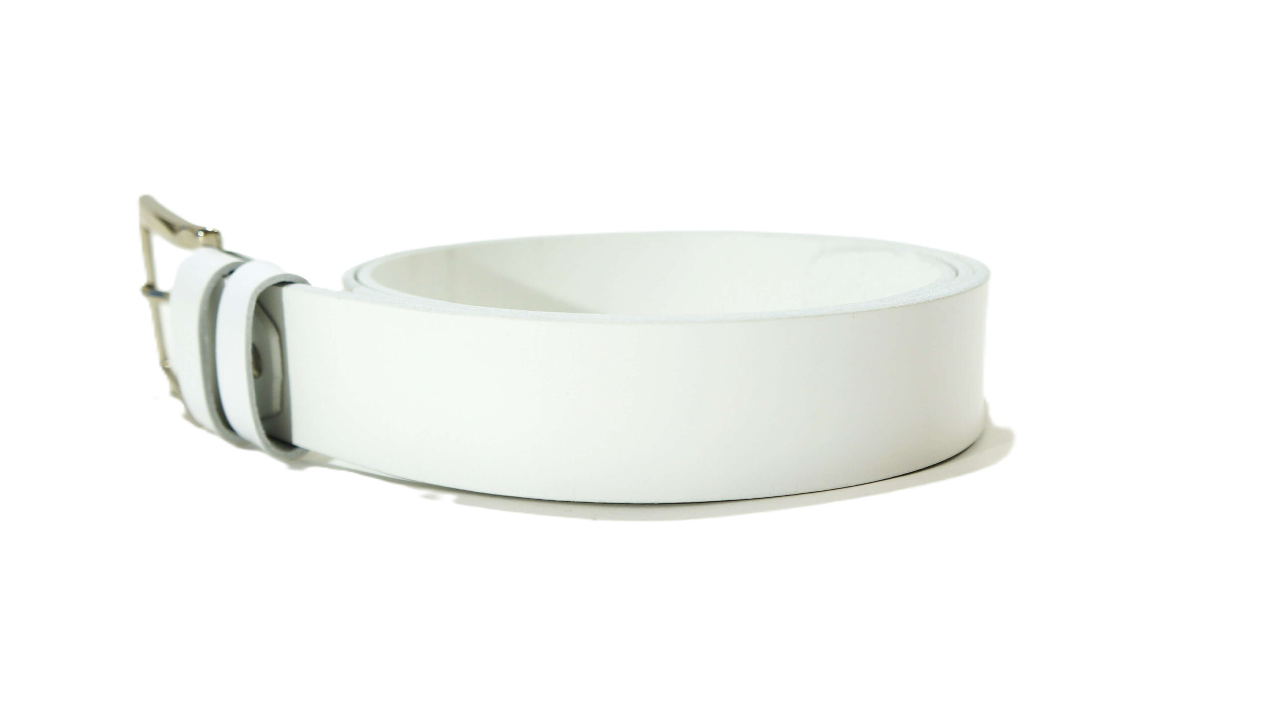 Platus baltas odinis diržas moterims 4 cm Vilnius Fashion Belts