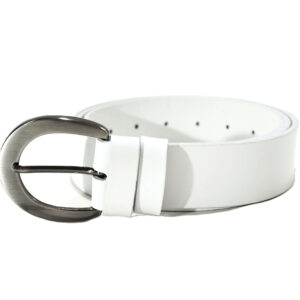 Platus baltas odinis moteriškas diržas 4 cm Vilnius Fashion Belts