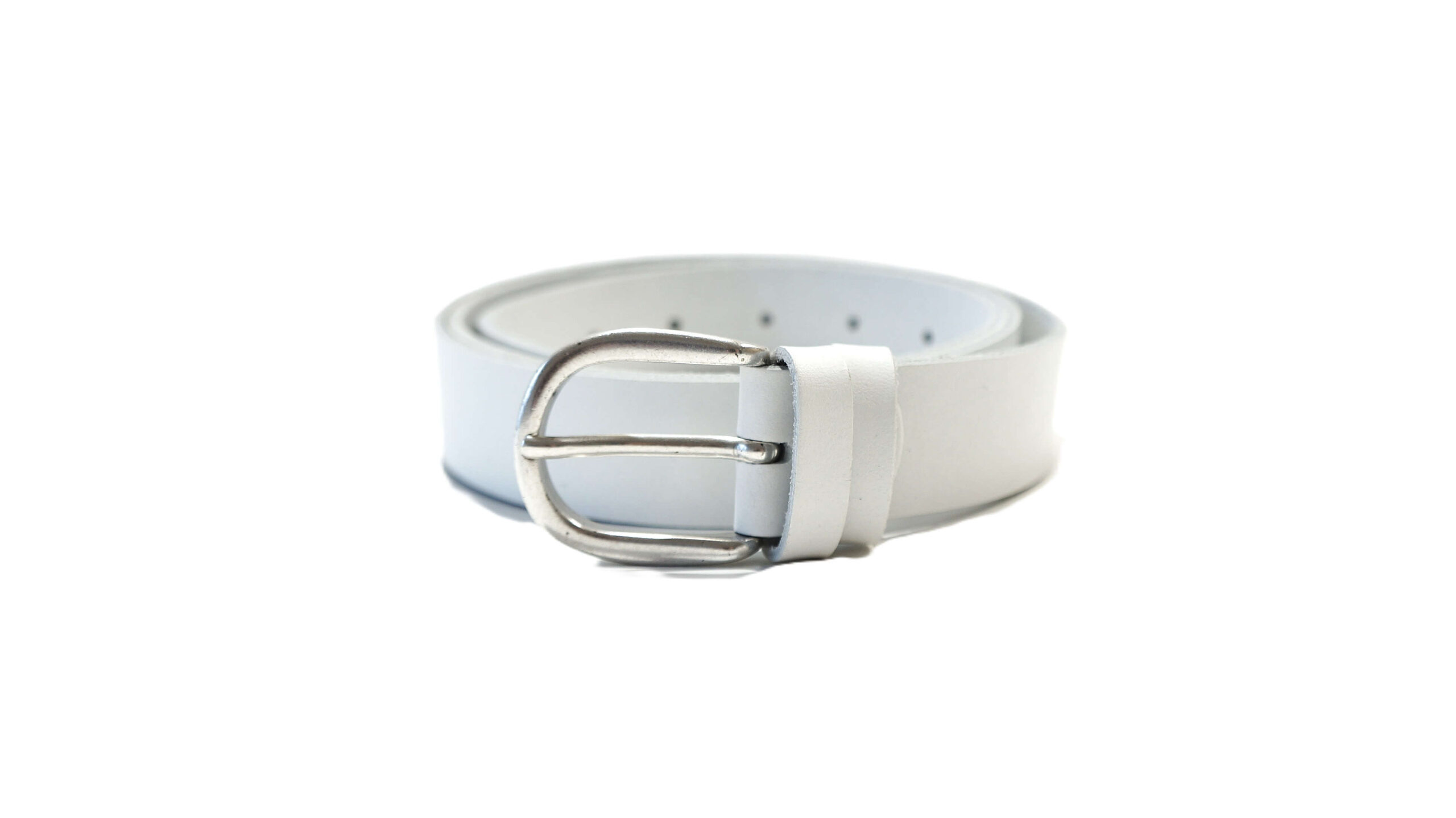 Baltas odinis moteriškas diržas 3 cm Vilnius Fashion Belts