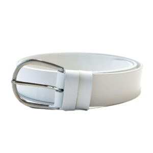 Platus baltas odinis moteriškas diržas 4 cm Vilnius Fashion Belts