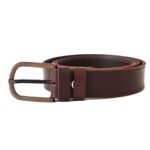 Rudas lietuviškas odinis diržas vyrams 3,5 cm prasiūtas Vilnius Fashion Belts