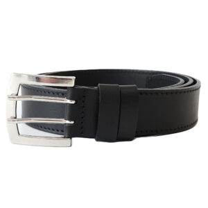 Juodas vyriškas odinis diržas su 2 liežuvėlių sagtimi 4 cm