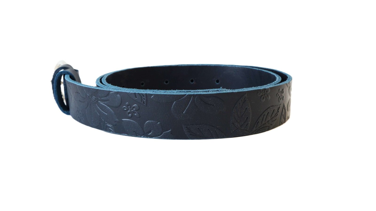 Tamsiai mėlynas moteriškas odinis diržas su raštu 3 cm Vilnius Fashion Belts