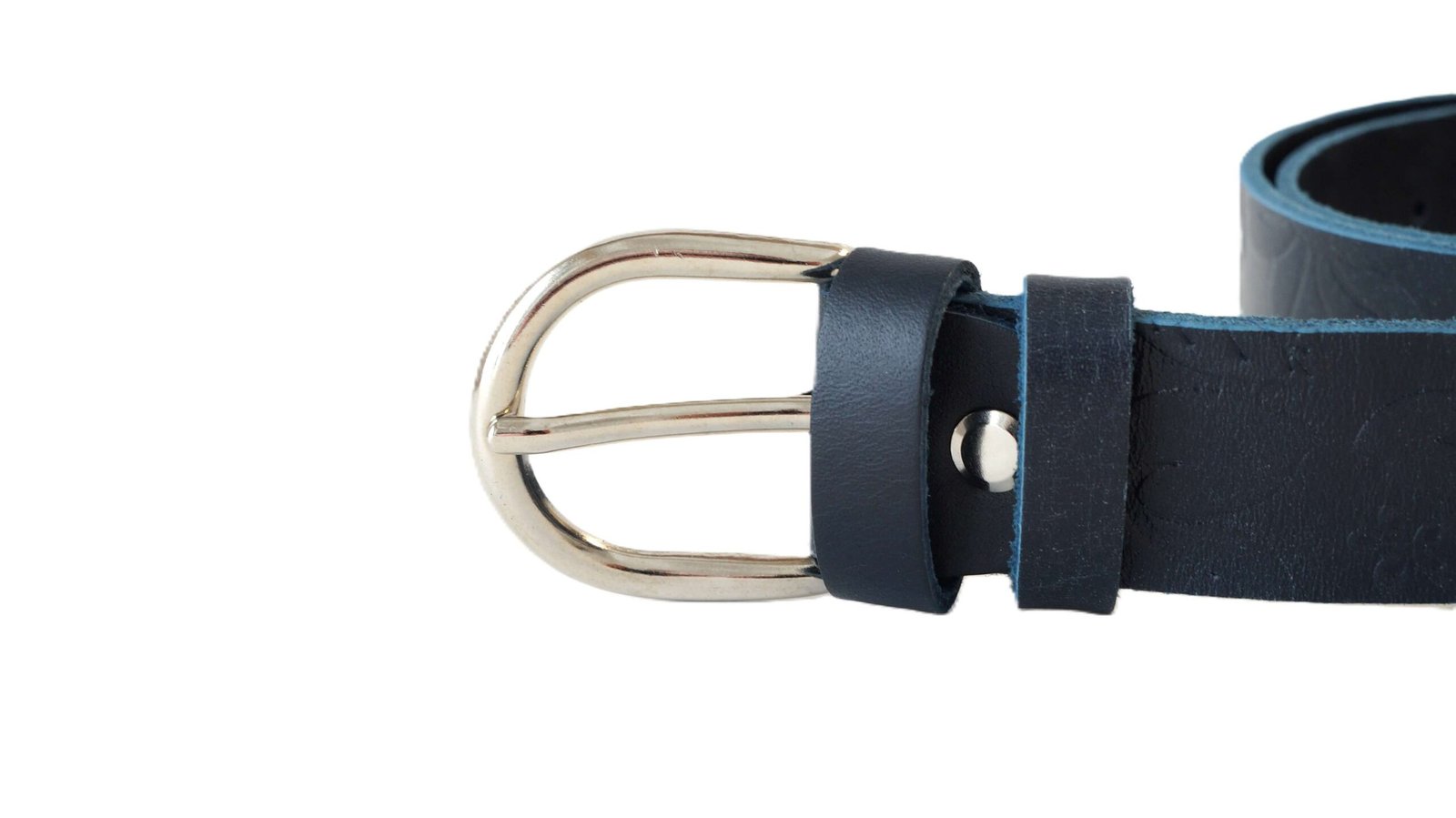 Tamsiai mėlynas moteriškas odinis diržas su raštu 3 cm Vilnius Fashion Belts