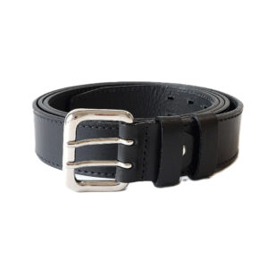 Juodas vyriškas odinis diržas 4 cm, sagtis su 2 liežuviais Vilnius Fashion Belts