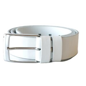 Platus baltas odinis diržas 4cm Vilnius Fashion Belts
