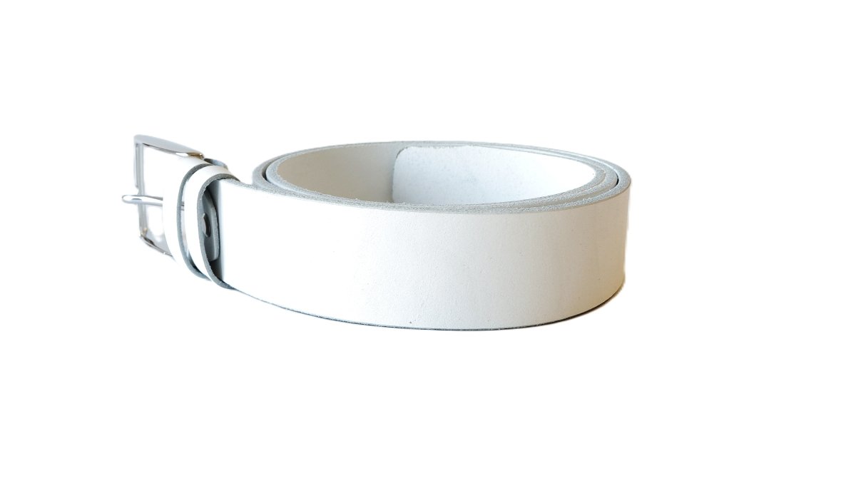 Platus baltas odinis diržas 4cm Vilnius Fashion Belts