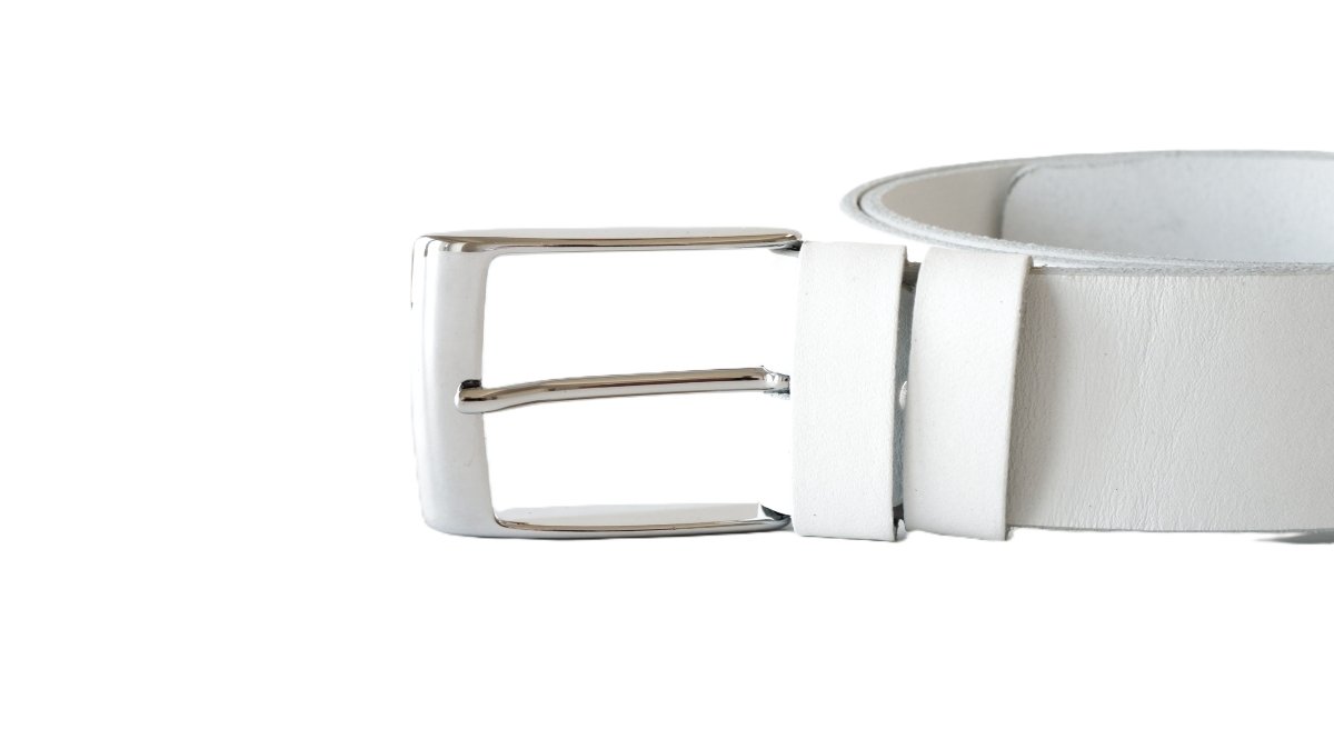 Platus baltas odinis diržas 4cm Vilnius Fashion Belts