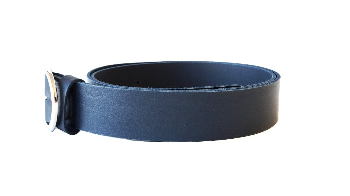 Platus mėlynas odinis moteriškas diržas 4cm Vilnius Fashion Belts
