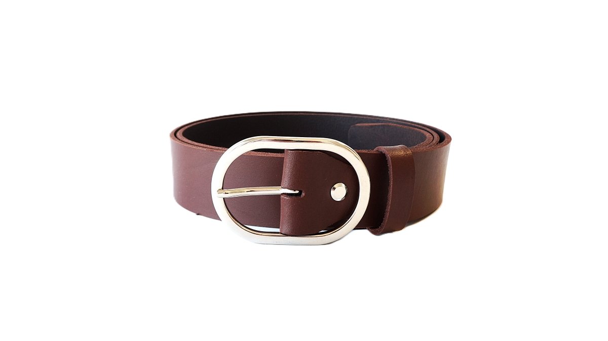 Platus rudas moteriškas odinis diržas 4cm Vilnius Fashion Belts