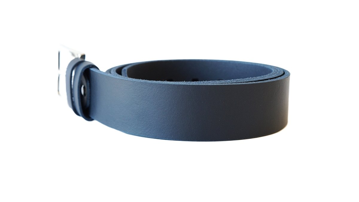 Tamsiai mėlynas odinis vyriškas diržas 4cm Vilnius Fashion Belts