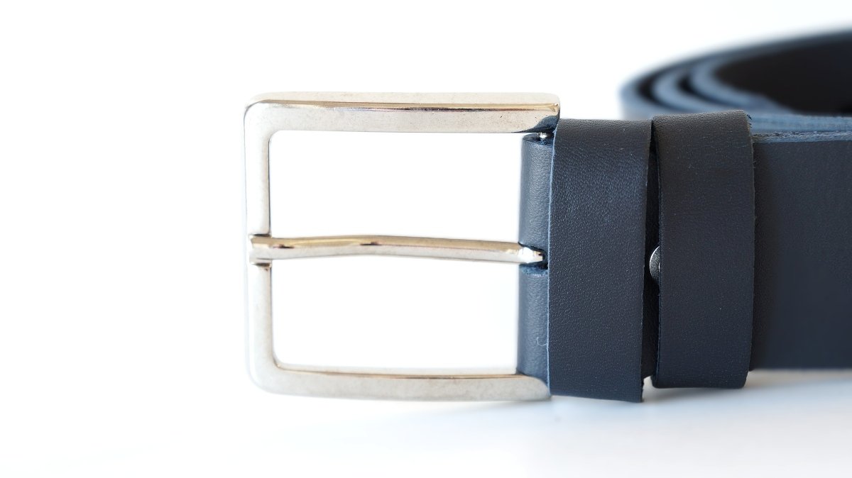 Tamsiai mėlynas odinis vyriškas diržas 4cm Vilnius Fashion Belts