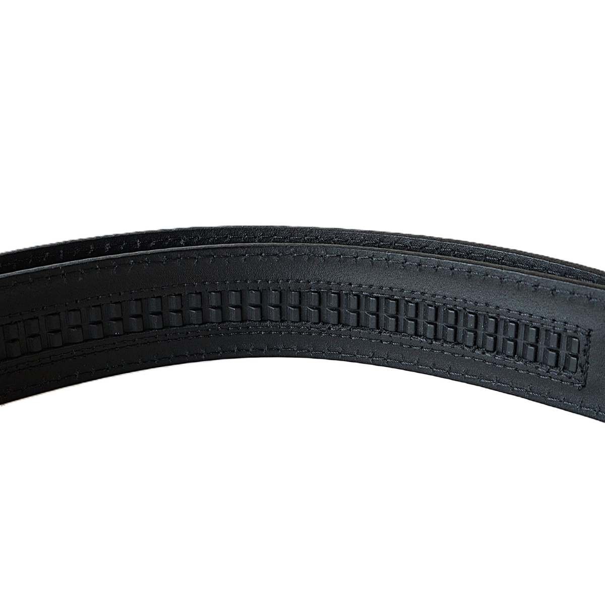 Lietuviškas vyriškas odinis diržas su sagtyje išgraviruotu Vyčiu - Vilnius Fashion Belts - užsegimo fiksavimo dantukai