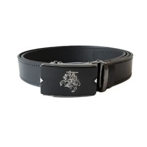 Lietuviškas vyriškas odinis diržas su sagtyje išgraviruotu Vyčiu - Vilnius Fashion Belts