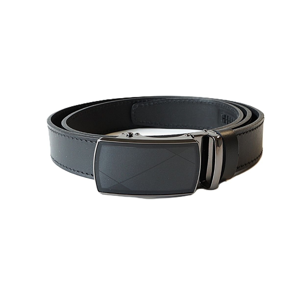 Stilingas juodas odinis vyriškas diržas su automatine sagtimi 3,5cm - Vilnius Fashion Belts