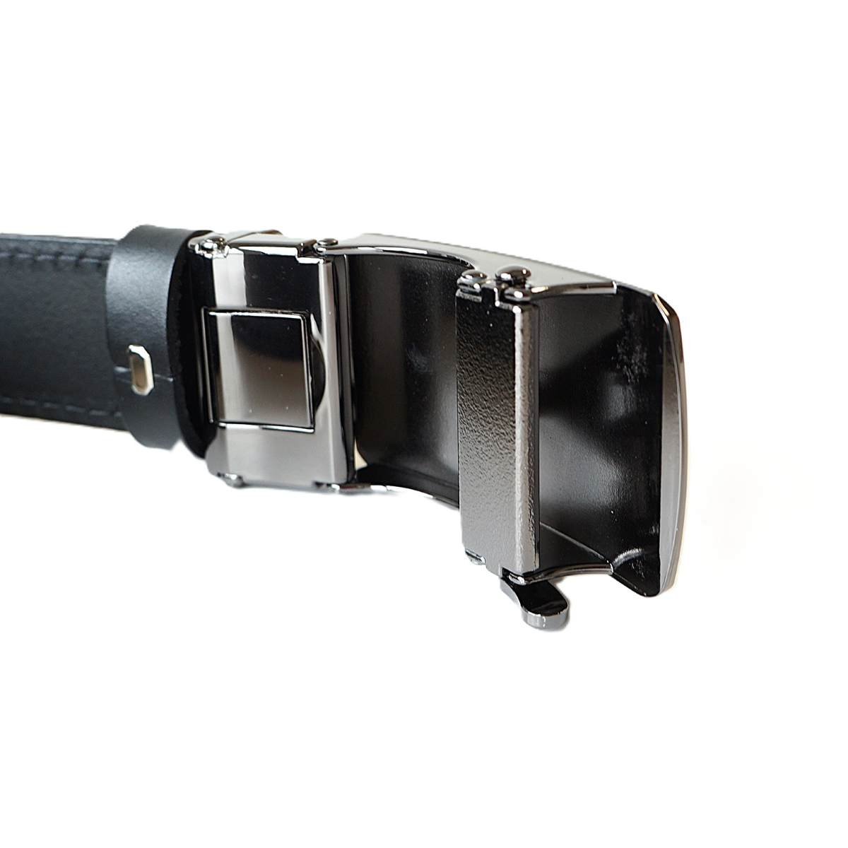 Stilingas juodas odinis vyriškas diržas su automatine sagtimi 3,5cm - Vilnius Fashion Belts - sagties vidus
