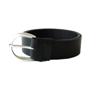 Platus juodas odinis moteriškas diržas su apvalia sagtimi 4 cm - Vilnius Fashion Belts