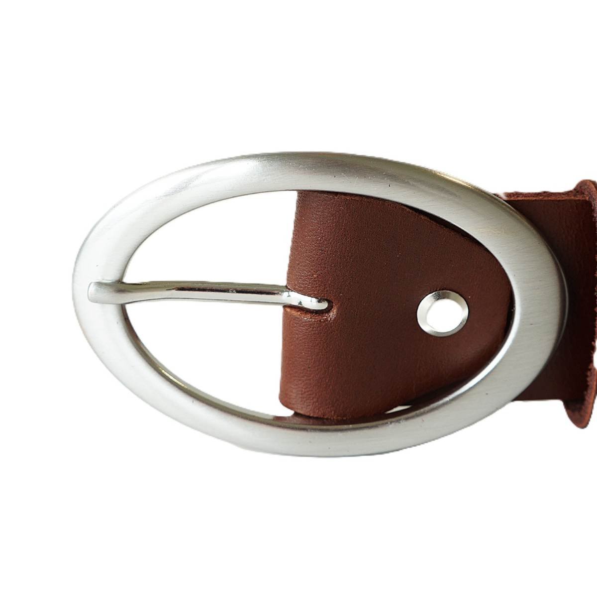 Rudas odinis moteriškas diržas su apvalia sagtimi 4 cm - Vilnius Fashion Belts - sagtis