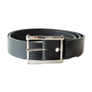 Stilingas juodas odinis diržas moterims su išskirtine stačiakampe sagtimi 3,5cm - Vilnius Fashion Belts