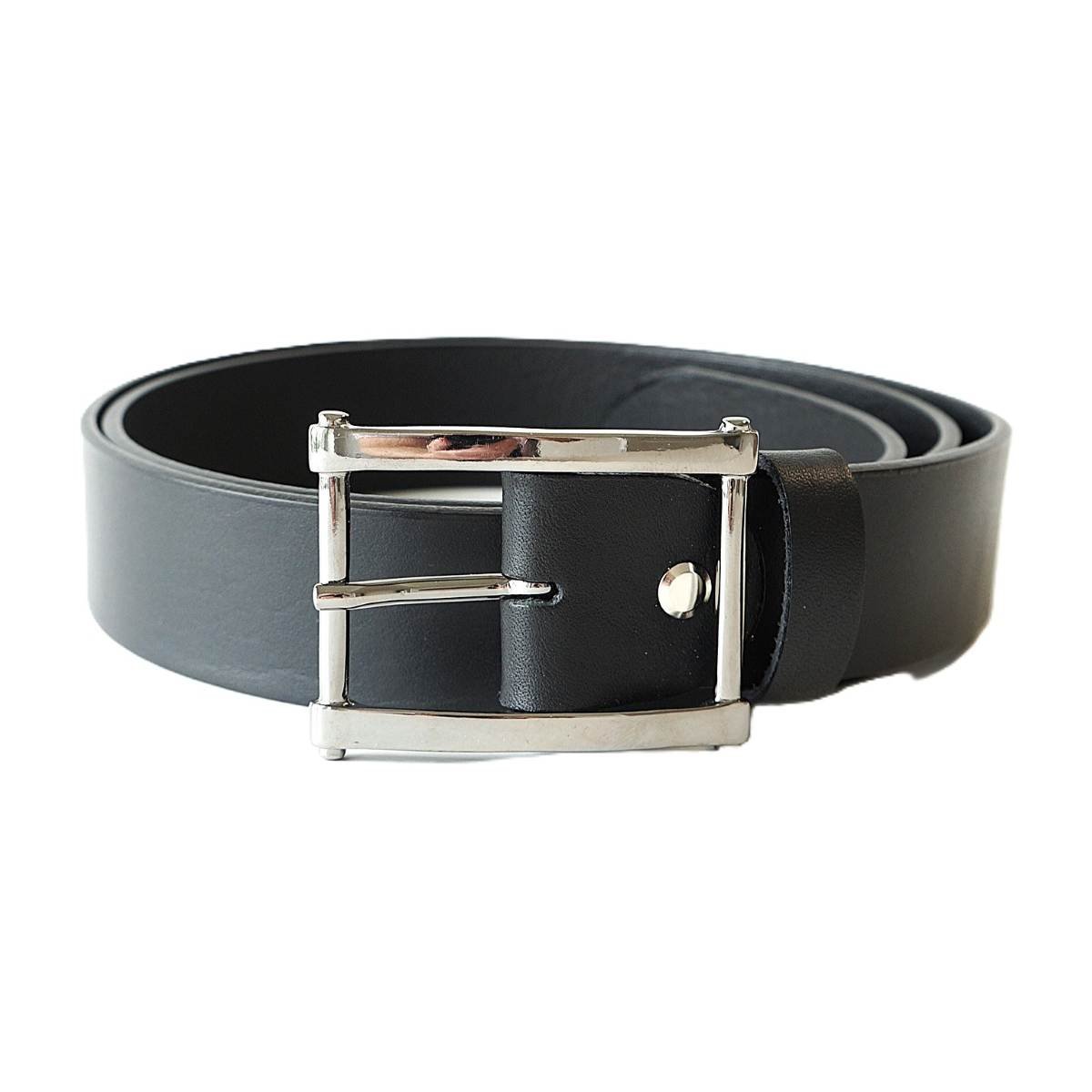 Stilingas juodas odinis diržas moterims su išskirtine stačiakampe sagtimi 3,5cm - Vilnius Fashion Belts