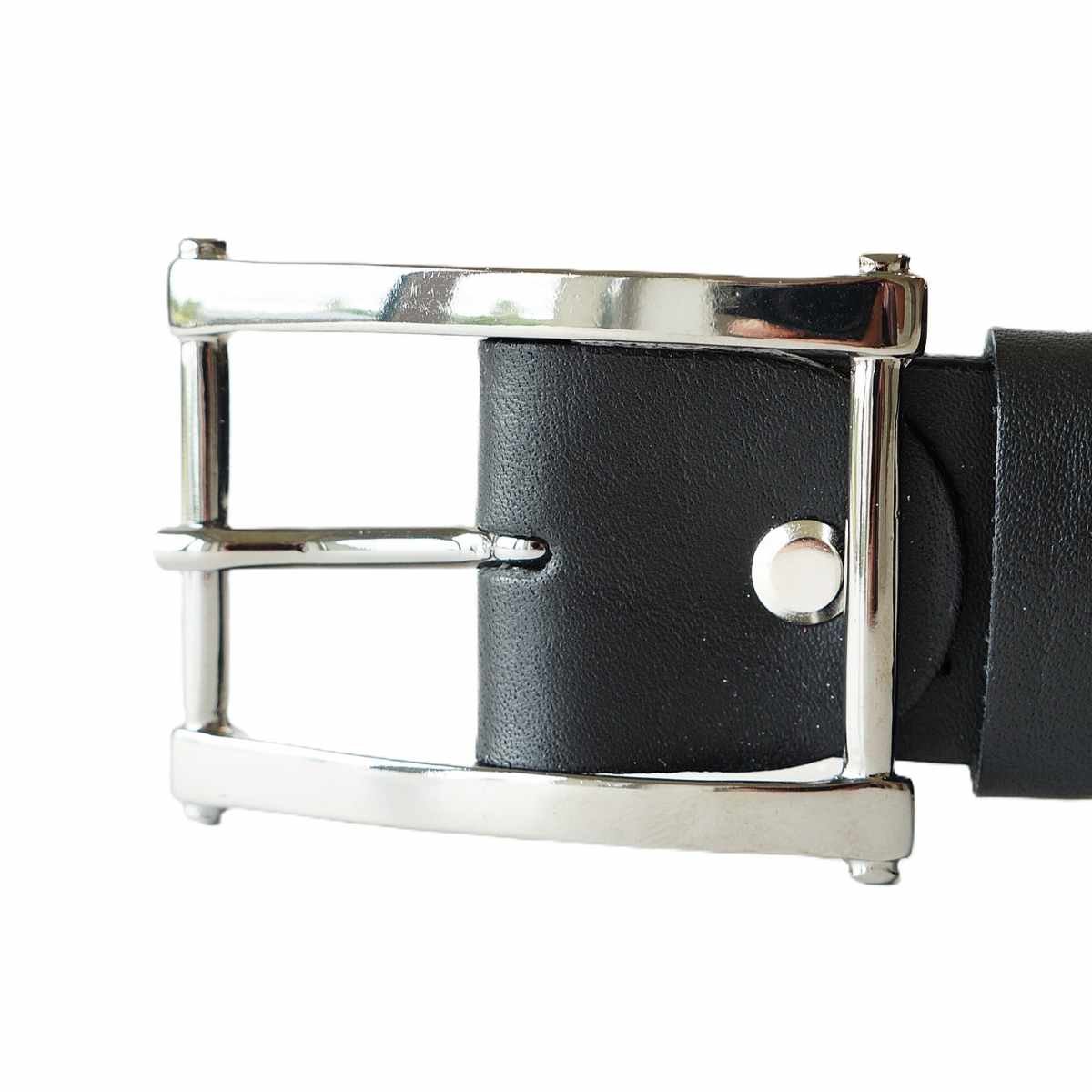 Stilingas juodas odinis diržas moterims su išskirtine stačiakampe sagtimi 3,5cm - Vilnius Fashion Belts - sagtis