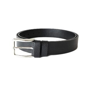 Minkštos odos juodas moteriškas odinis diržas su grublėta odos tekstūra - Vilnius Fashion Belts
