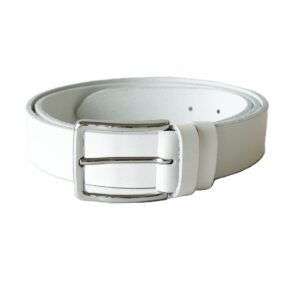 Stilingas baltas odinis vyriškas ir moteriškas diržas (unisex) 3,5 cm - Vilnius Fashion Belts