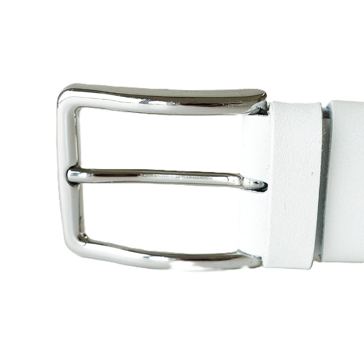 Stilingas baltas odinis vyriškas ir moteriškas diržas (unisex) 3,5 cm - Vilnius Fashion Belts - sagtis