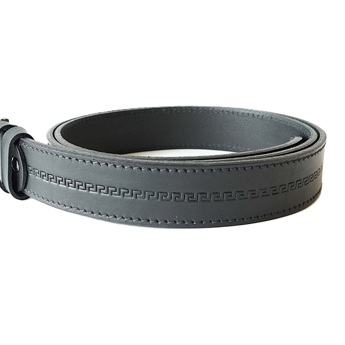 Juodas odinis vyriškas diržas su įspaustu raštu 3,5 cm - Vilnius Fashion Belts - raštas ant odos