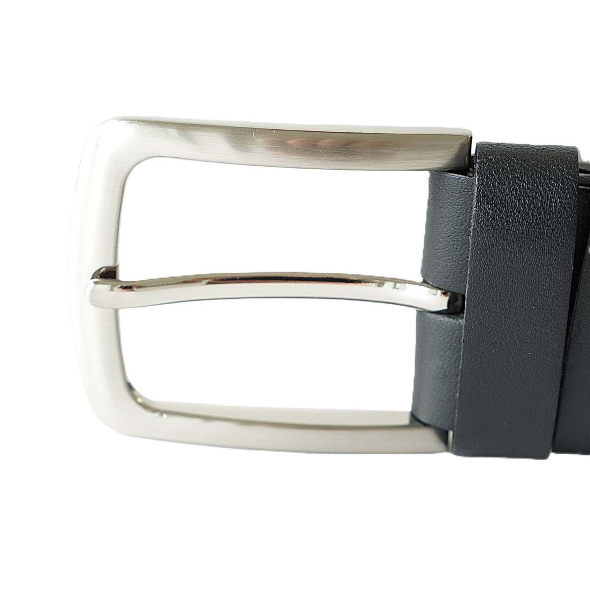 Juodas odinis vyriškas diržas su įspaustu raštu 3,5 cm - Vilnius Fashion Belts - sagtis