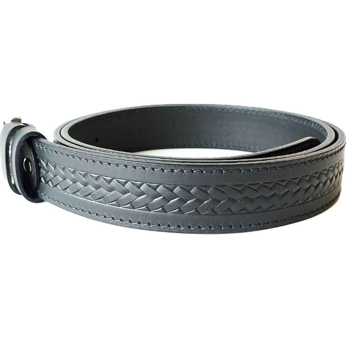 Juodas odinis vyriškas diržas su įspaustu raštu 3,5 cm - Vilnius Fashion Belts - raštas ant odos