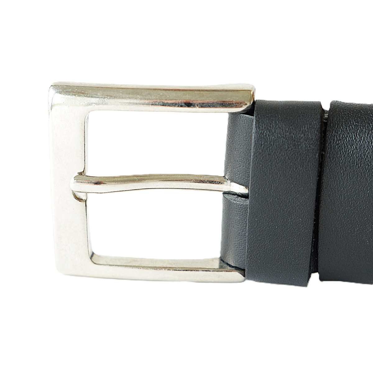 Juodas odinis vyriškas diržas su įspaustu raštu 3,5 cm - Vilnius Fashion Belts - sagtis