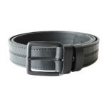 Juodas odinis vyriškas diržas su raštu ir juoda sagtimi 4 cm - Vilnius Fashion Belts