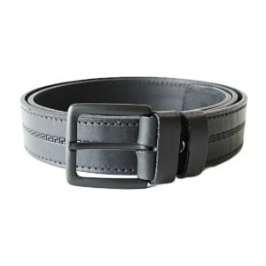 Juodas odinis vyriškas diržas su raštu ir juoda sagtimi 4 cm - Vilnius Fashion Belts
