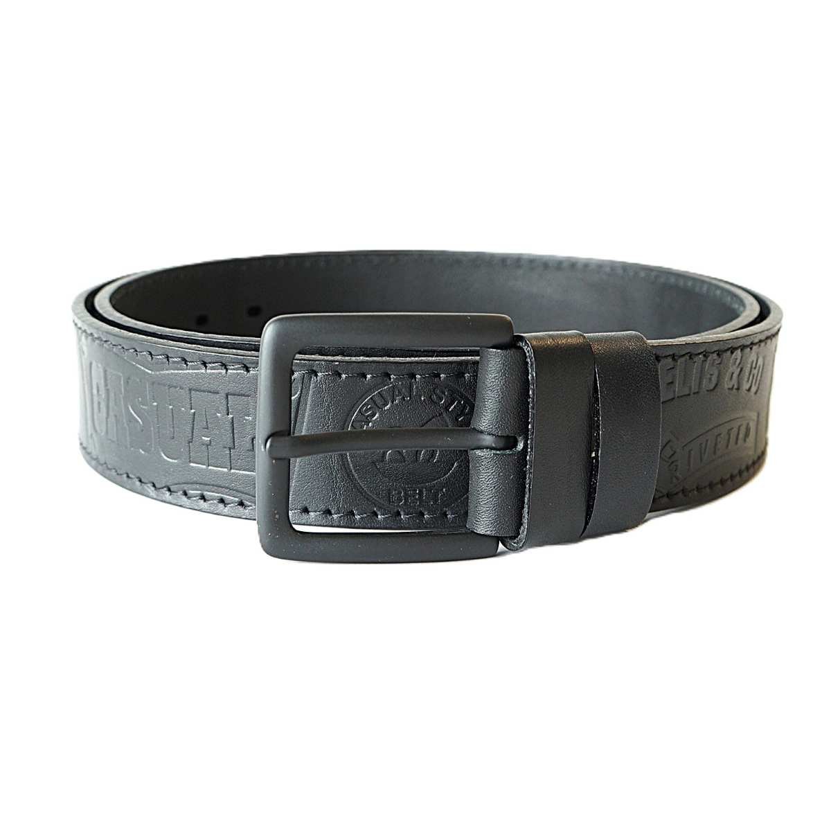 Juodas odinis vyriškas diržas su raštu ir juoda sagtimi 4 cm - Vilnius Fashion Belts
