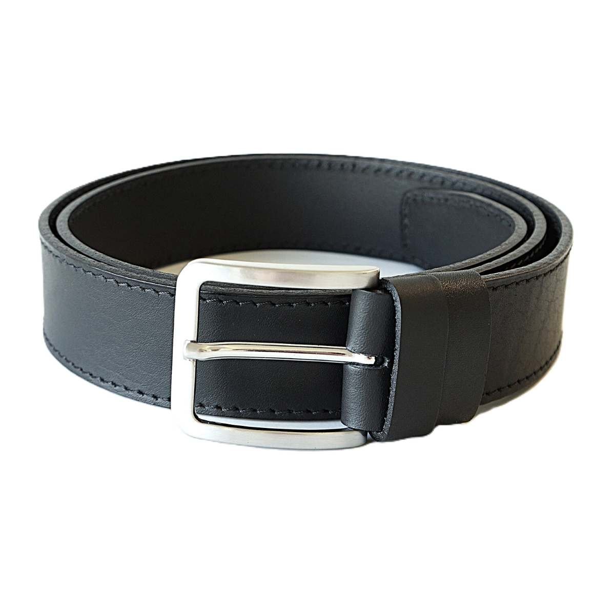 Lietuviškas juodas odinis vyriškas diržas prie džinsų 4 cm - Vilnius Fashion Belts