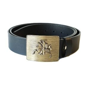 Lietuviškas odinis vyriškas diržas su Vyčio simbolika sagtyje - Vilnius Fashion Belts