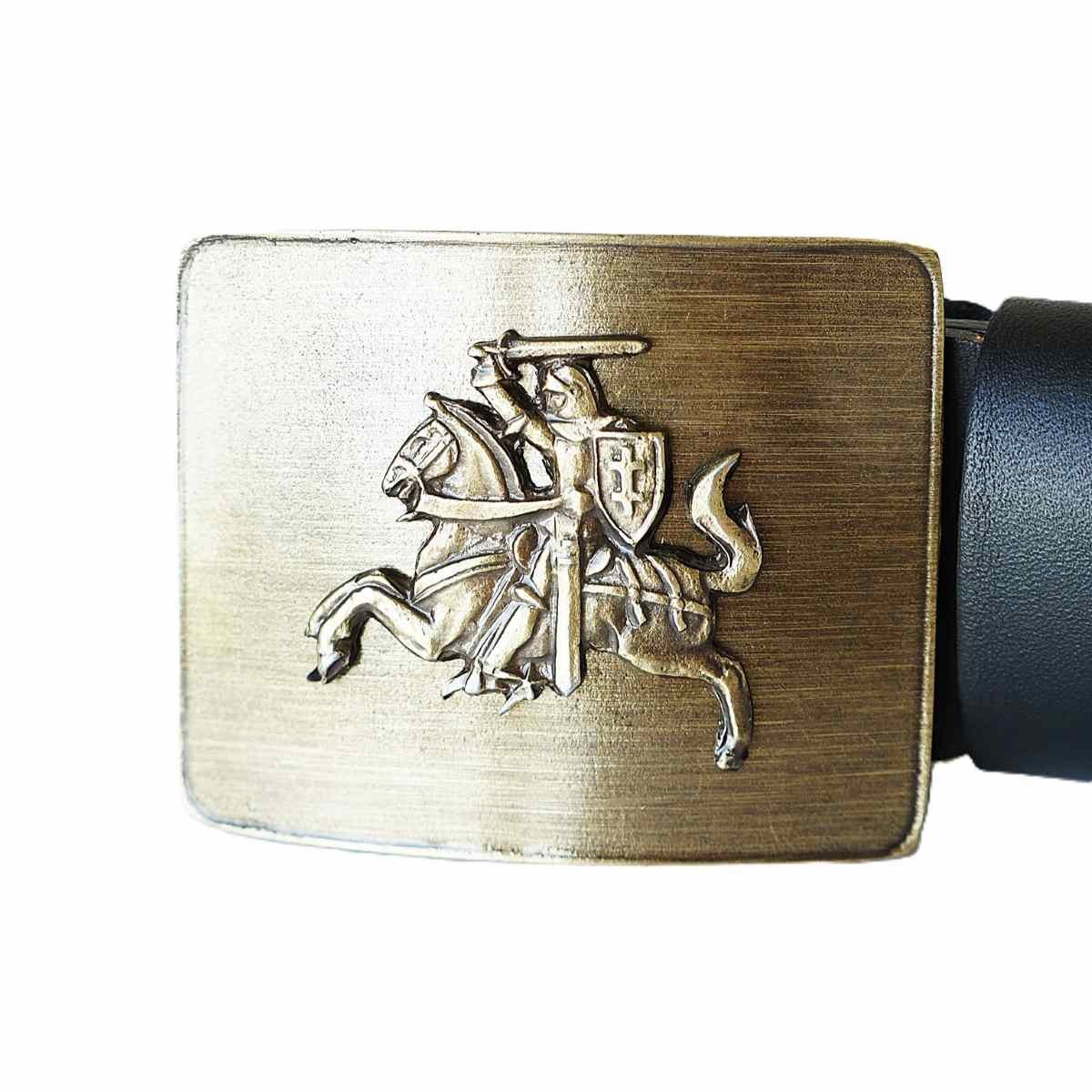 Lietuviškas odinis vyriškas diržas su Vyčio simbolika sagtyje - Vilnius Fashion Belts - sagtis su Vyčiu