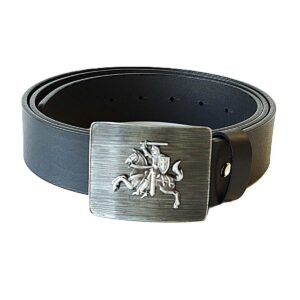 Lietuviškas odinis vyriškas diržas su Vyčio simbolika sagtyje - Vilnius Fashion Belts