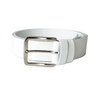 Platus baltas odinis vyriškas ir moteriškas diržas (unisex) 4 cm - Vilnius Fashion Belts