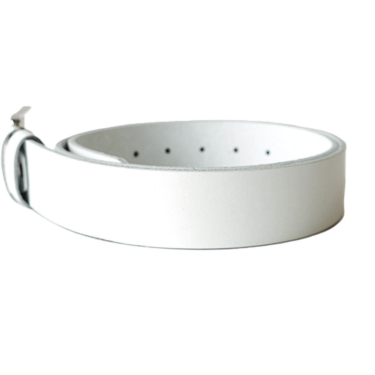 Platus baltas odinis vyriškas ir moteriškas diržas (unisex) 4 cm - Vilnius Fashion Belts - odos tekstūra